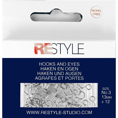 ReStyle Haken en ogen nr. 3 zilver (12 stuks)