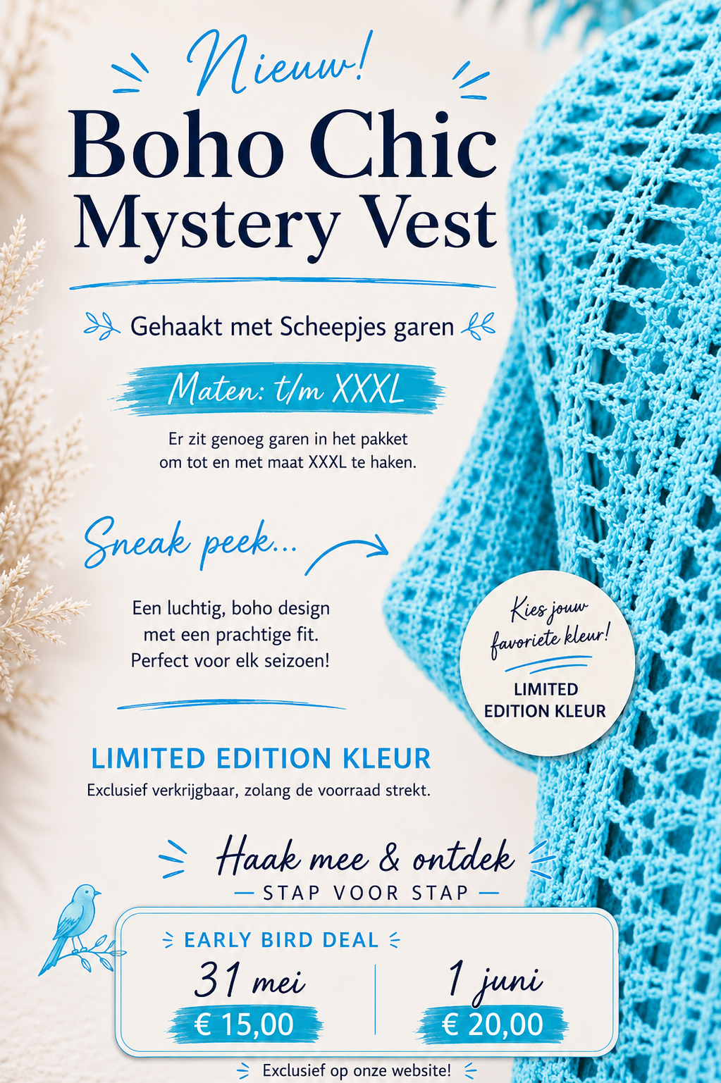 Boho Chic Mystery vest (turquoise LIMITED)
