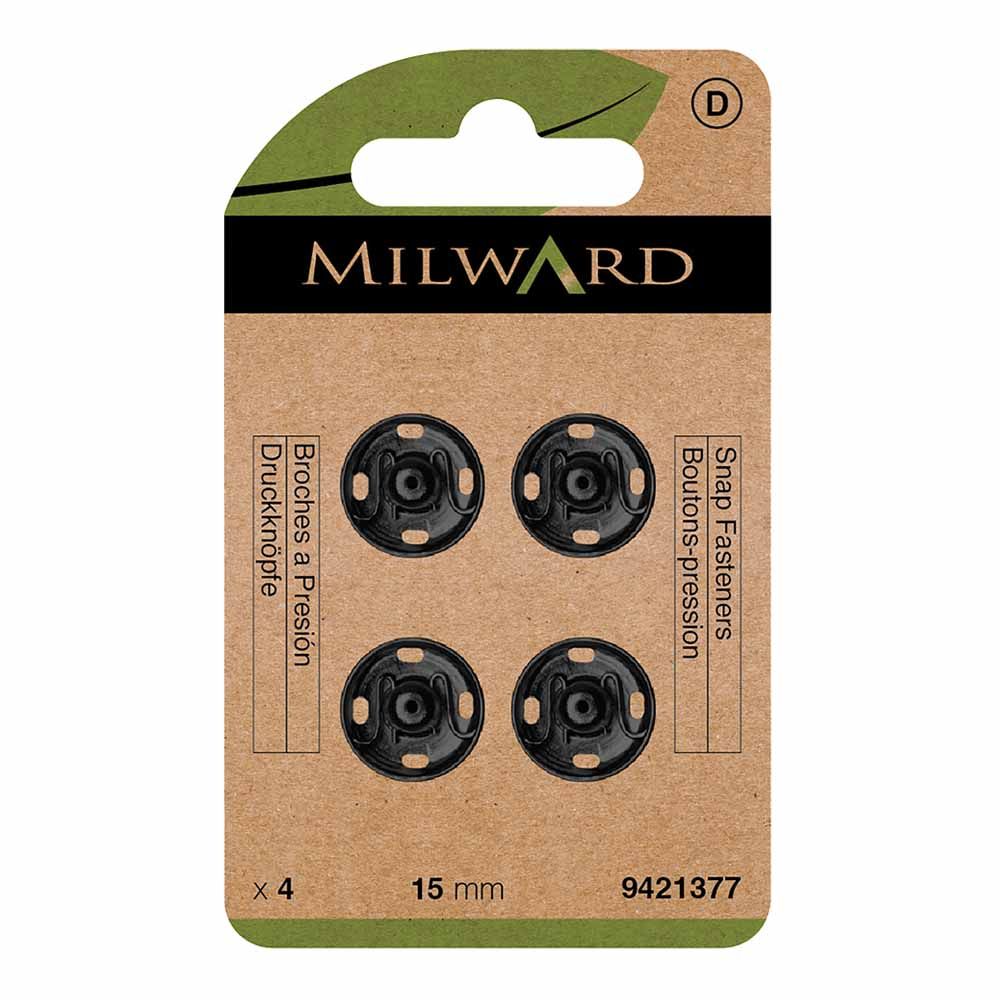 Milward Drukknopen 15 mm zwart