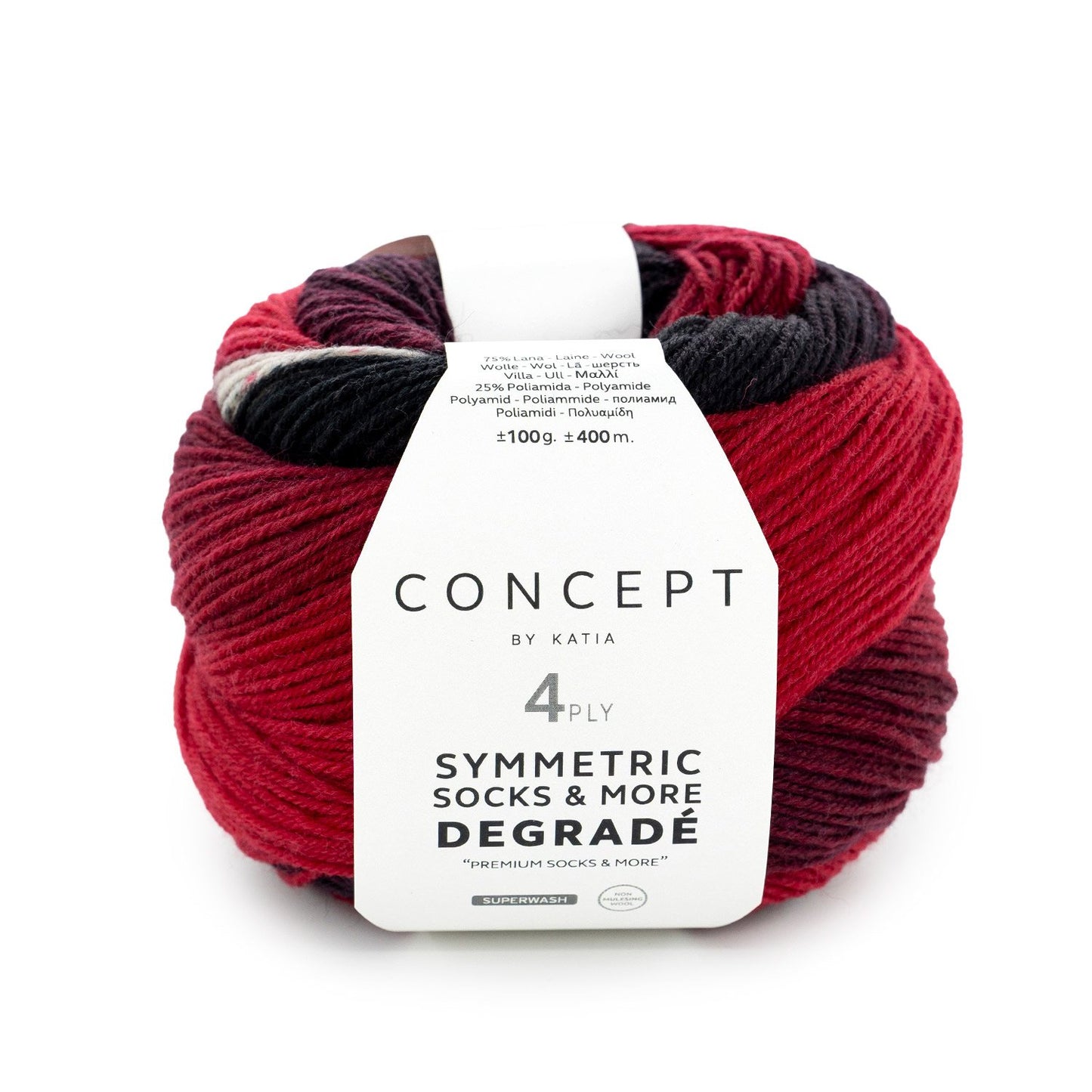 Katia Concept 4 Ply Symmetric Socks and More Degrade Red (53)