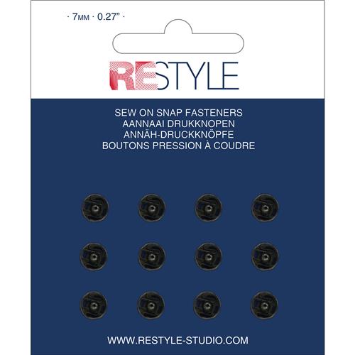 ReStyle Aannaaidrukknopen 7 mm zwart (12 stuks)