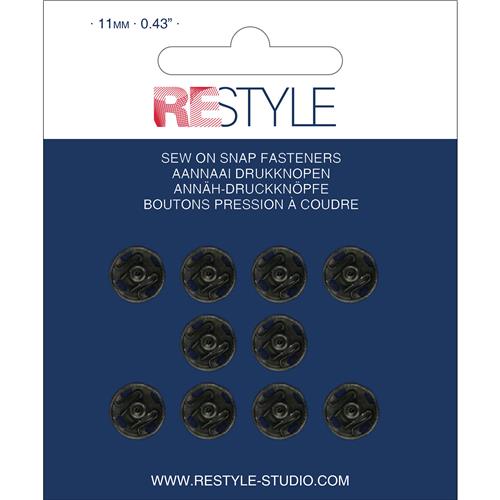 ReStyle Aannaaidrukknopen 11 mm zwart (10 stuks)