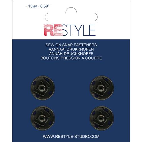 ReStyle Aannaaidrukknopen 15 mm zwart (4 stuks)