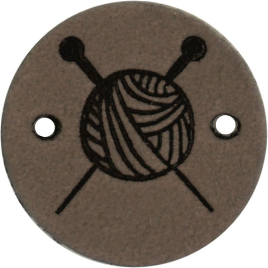 Durable Leren Label Knitting rond 2 cm