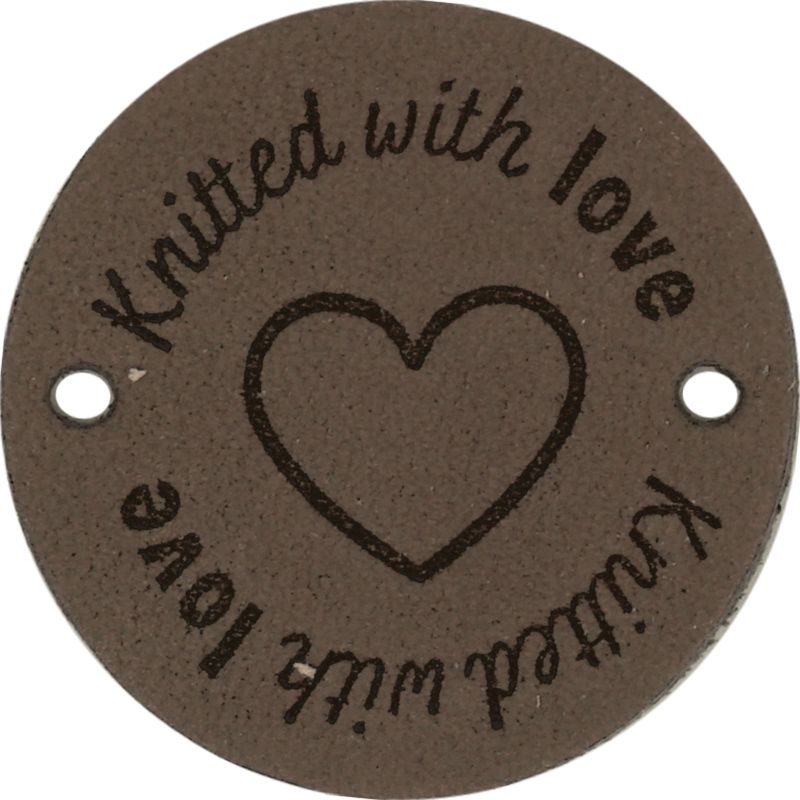 Durable Leren Label Knitted with Love rond 3.5 cm