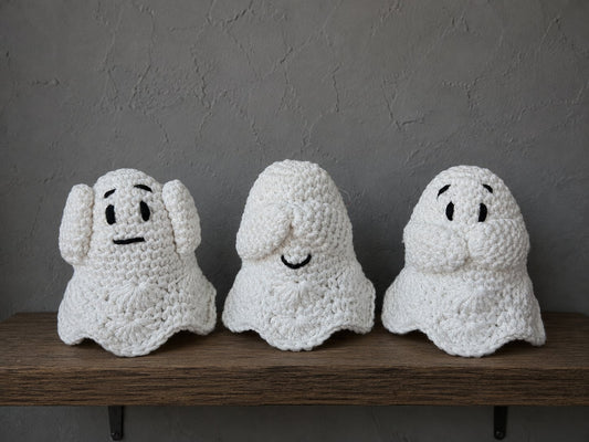 Glow In The Dark Spookjes "horen, zien, zwijgen" (HAAKPAKKET)