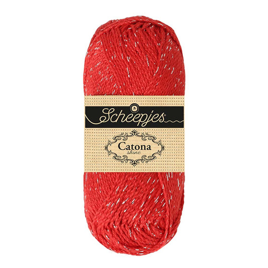 Scheepjes Catona Shine Hot Red Silver (115-S)