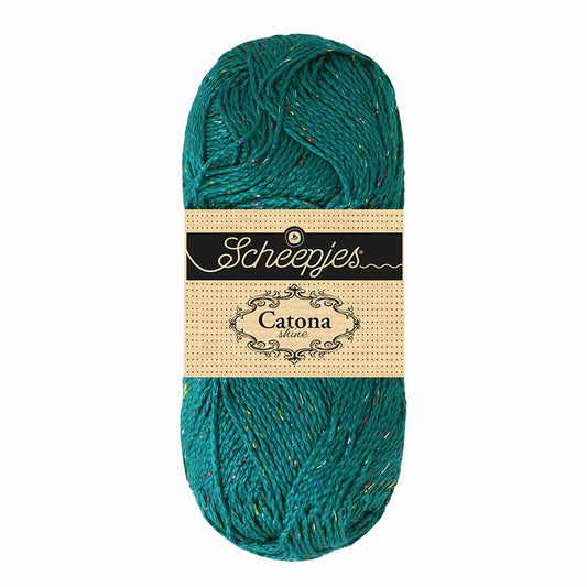 Scheepjes Catona Shine Dark Teal Rainbow (401-R)