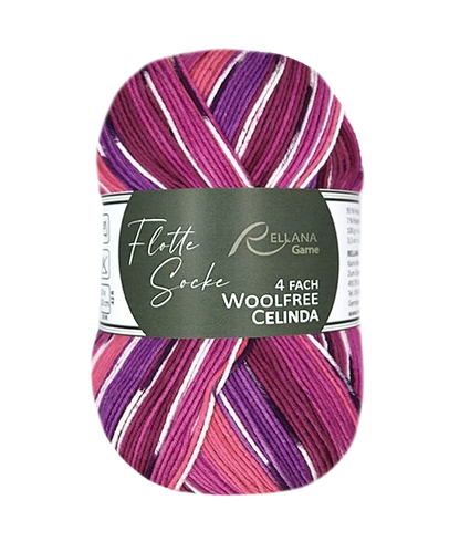 Rellana Garne Flotte Socke 4-Ply Woolfree Celinda Pink (3240)