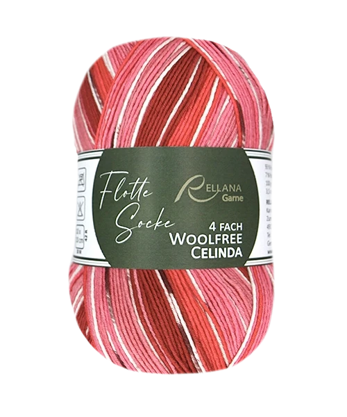 Rellana Garne Flotte Socke 4-Ply Woolfree Celinda Coral (3242)