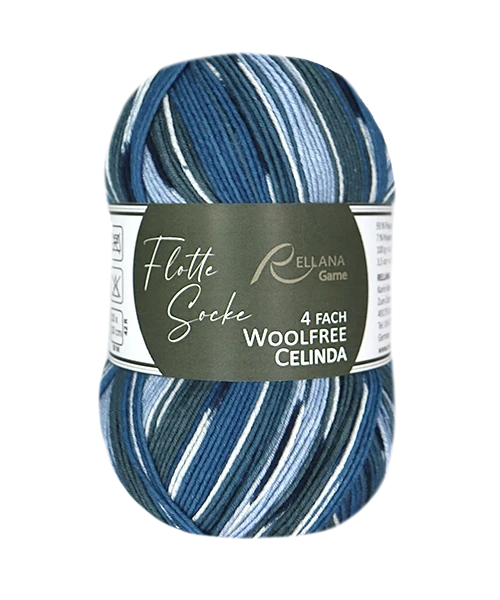 Rellana Garne Flotte Socke 4-Ply Woolfree Celinda Blue (3243)