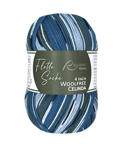 Rellana Garne Flotte Socke 4-Ply Woolfree Celinda Blue (3243)