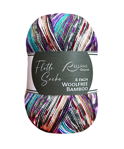 Rellana Garne Flotte Socke 4-Ply Woolfree Bamboo Purplerain (3113)
