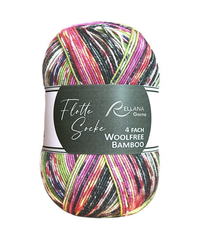 Rellana Garne Flotte Socke 4-Ply Woolfree Bamboo Flowerfield (3112)