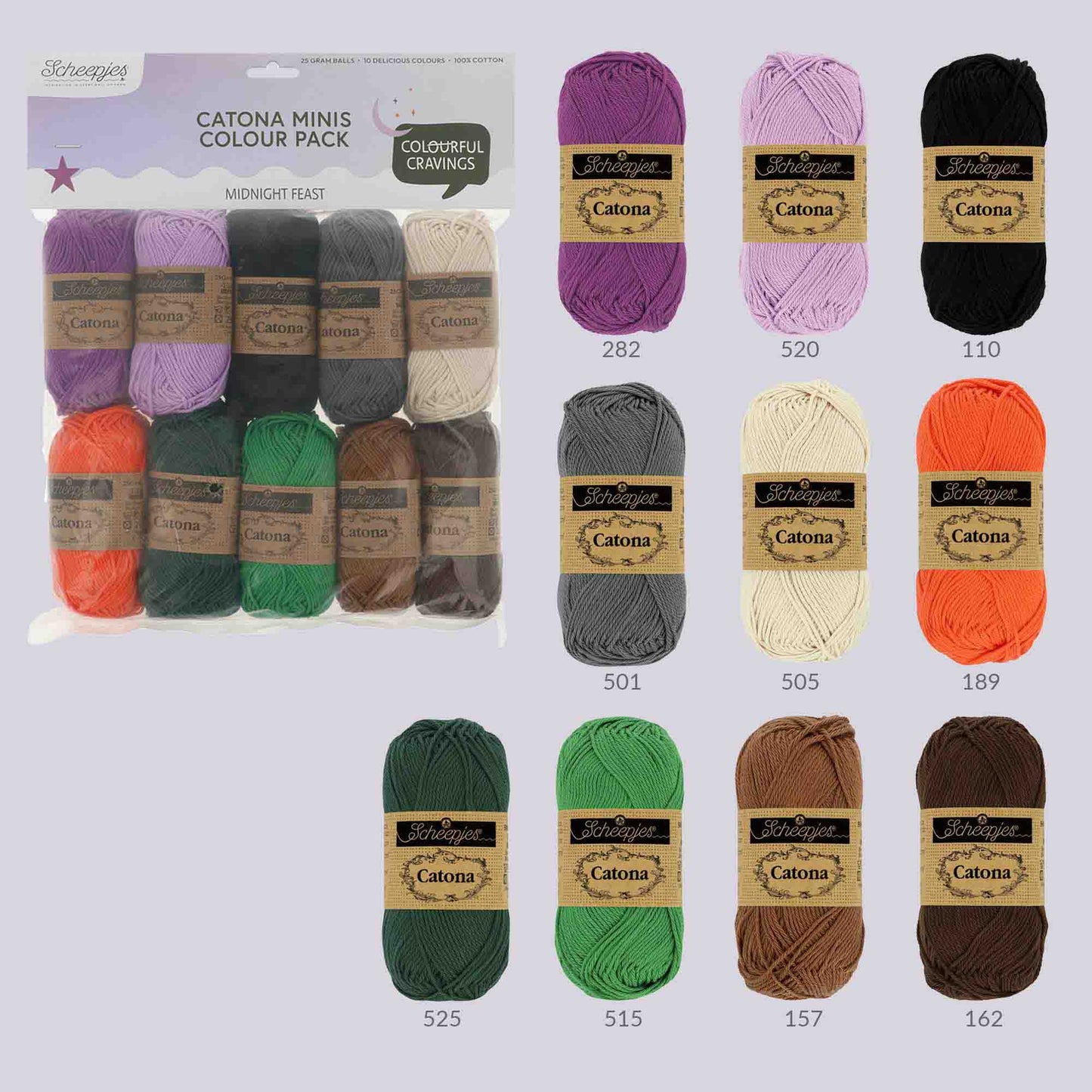 Scheepjes Catona colour pack 10x25g - Midnight Feast