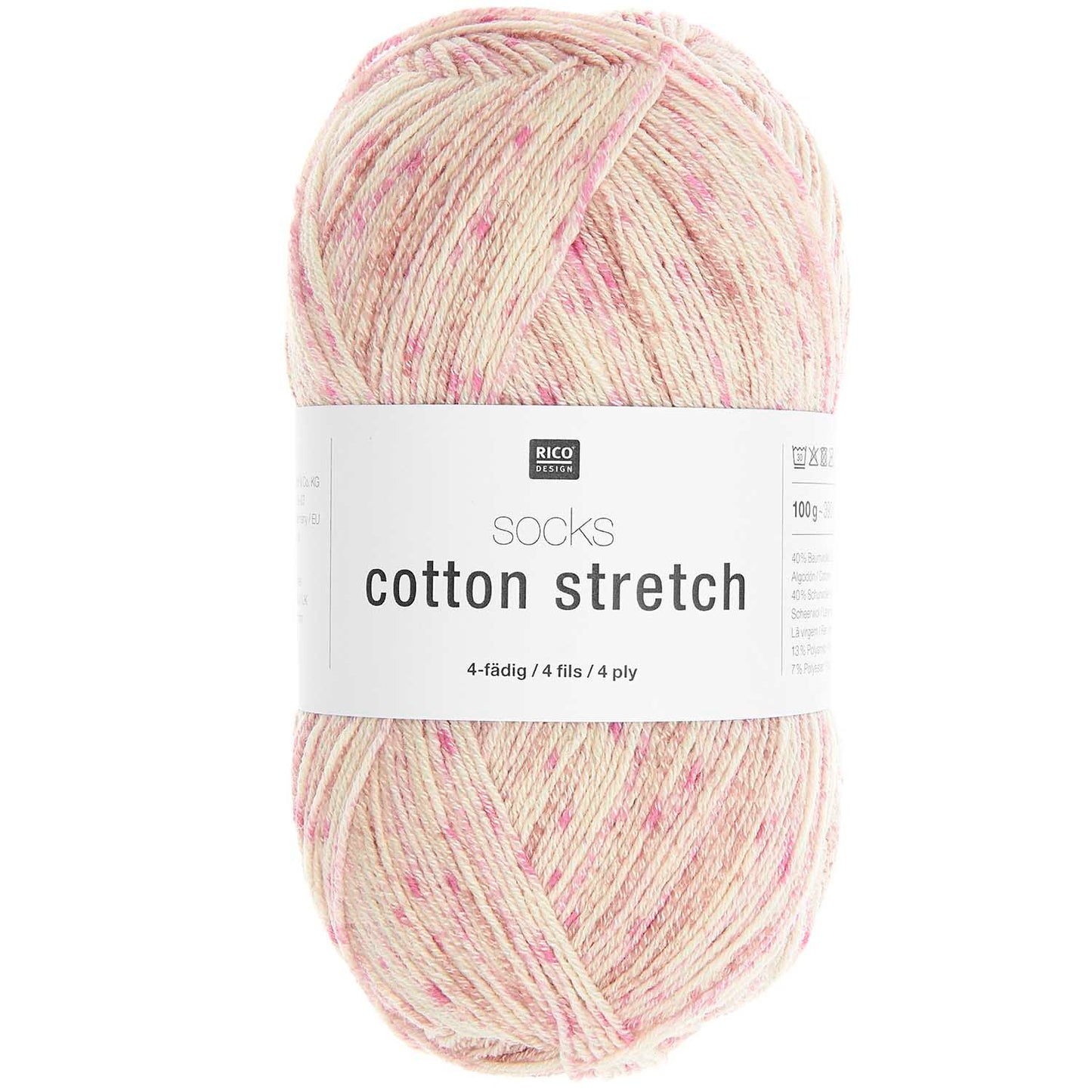 Rico Design Socks Cotton Stretch 4 Ply Rose (002)