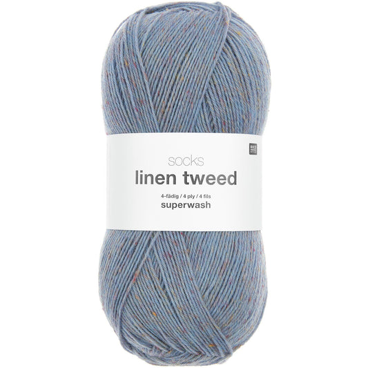 Rico Design Socks Linen Tweed Blue (005)