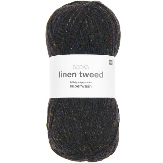 Rico Design Socks Linen Tweed Black (007)
