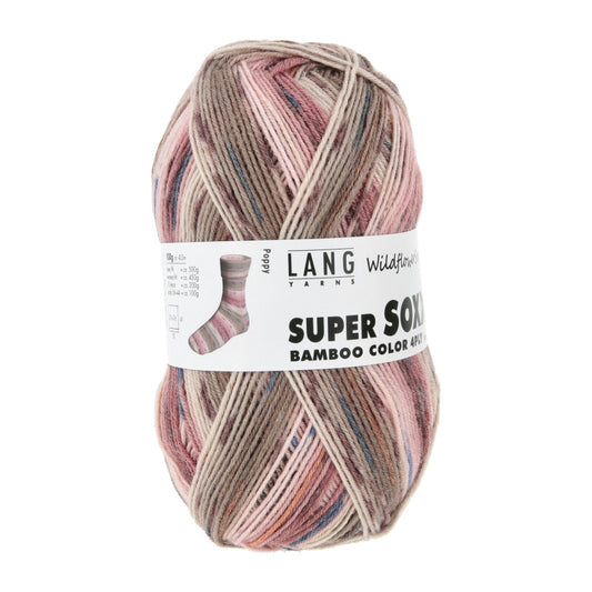 Lang Yarns Super Soxx Bamboo Color 4 Ply Wildflowersoxx Poppy (0560)