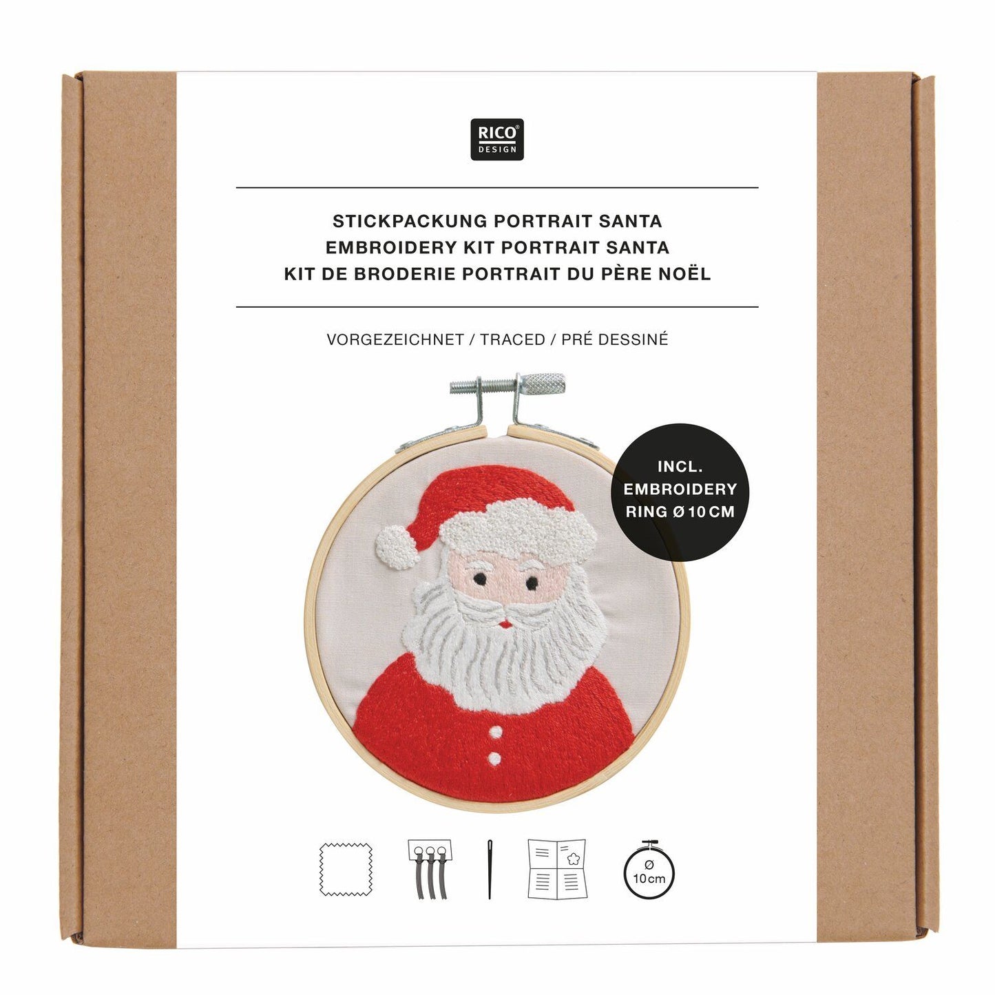 Borduurpakket Kerstman voorgetekend 10 cm