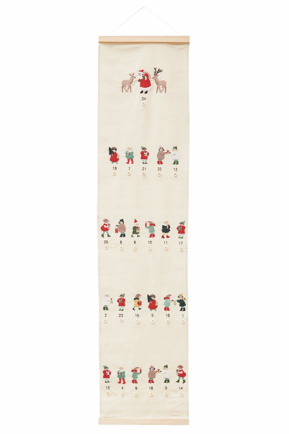 Borduurpakket adventskalender kinderen voorgetekend 30 x 120 cm