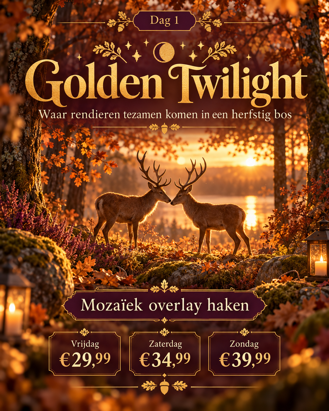 Golden Twilight Mystery Mozaiek Overlay Deken