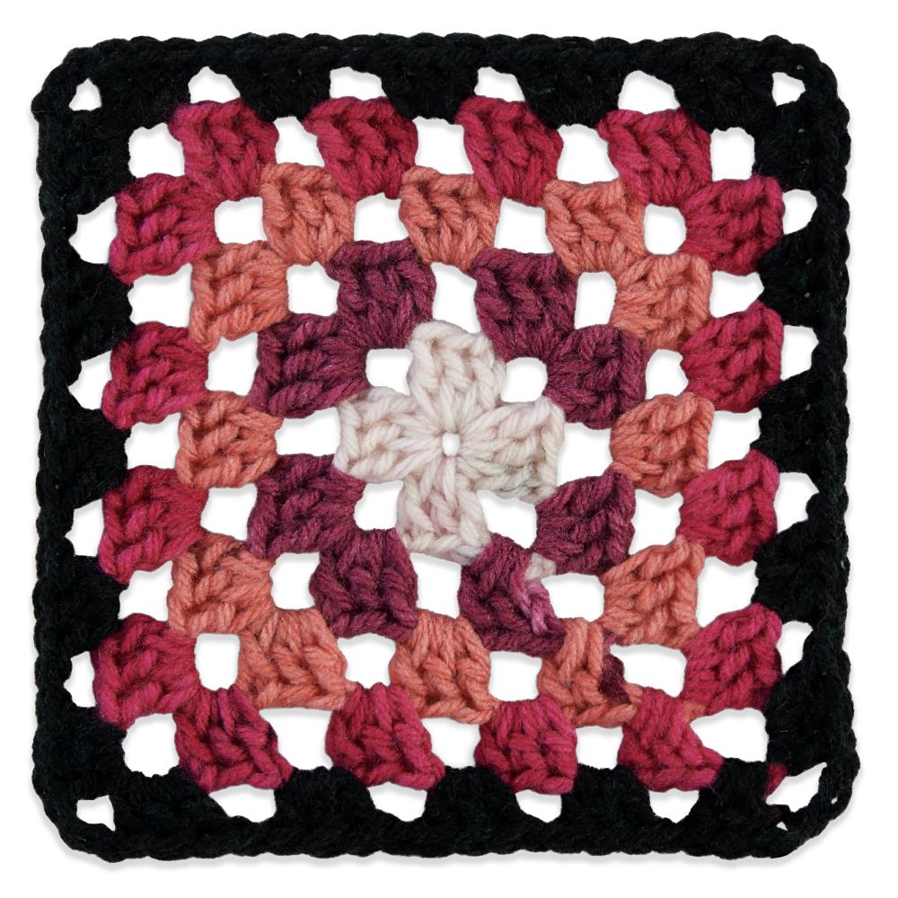 Red Heart Granny Square Black Carnation Code