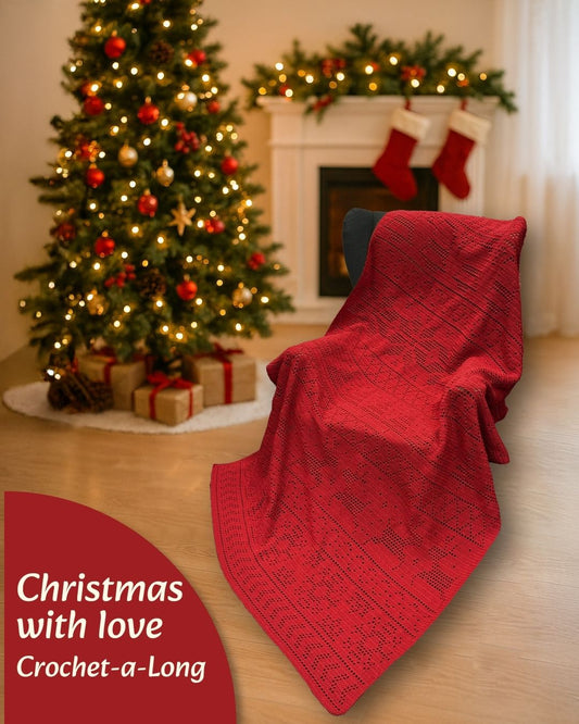 Kerstdeken filet 2025 / Christmas with love (Red Pepper)