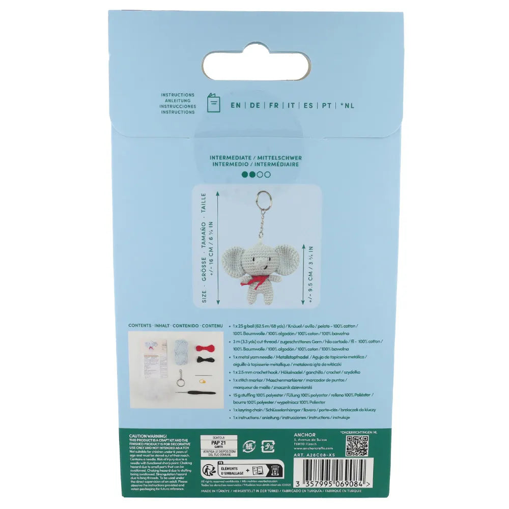 Anchor Mini amigurumi haak kit - sleutelhanger olifant