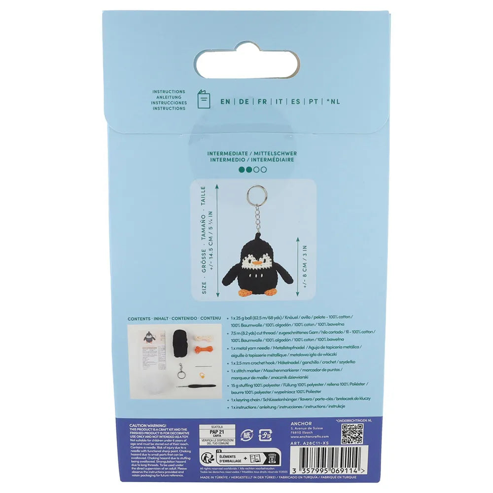 Anchor Mini amigurumi haak kit - sleutelhanger pinguin