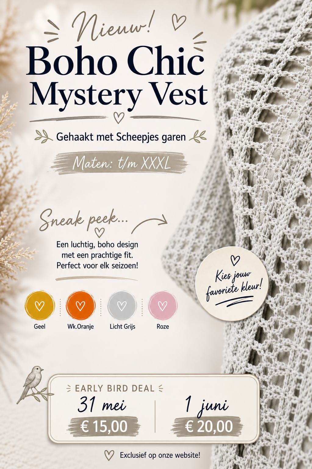Boho Chic Mystery vest (grijs)