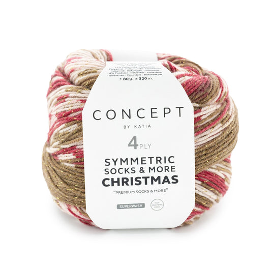 Katia Concept 4 Ply Symmetric Socks and More Christmas Gingerbread Jacquard (202)