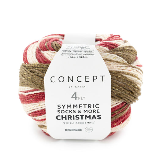 Katia Concept 4 Ply Symmetric Socks and More Christmas Santa's Stripes (200)