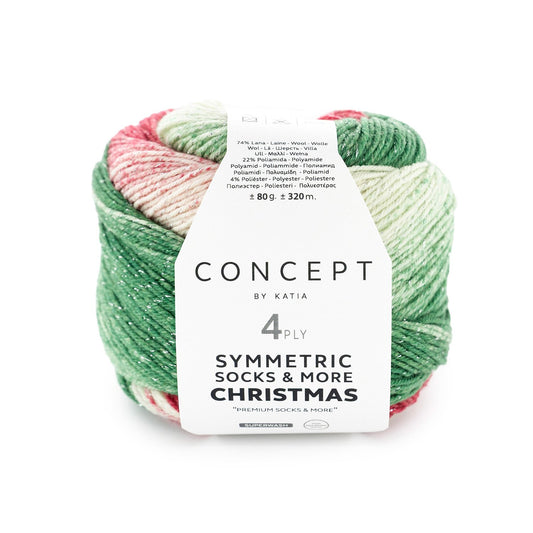 Katia Concept 4 Ply Symmetric Socks and More Christmas Santa's Sleigh (101)