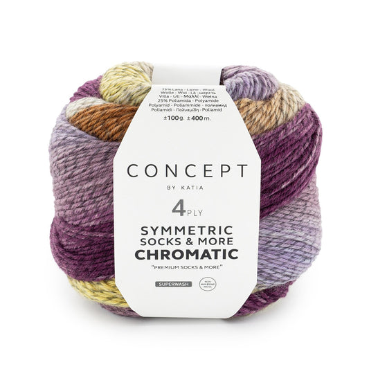 Katia Concept 4 Ply Symmetric Socks and More Chromatic Purple with Orange (203)