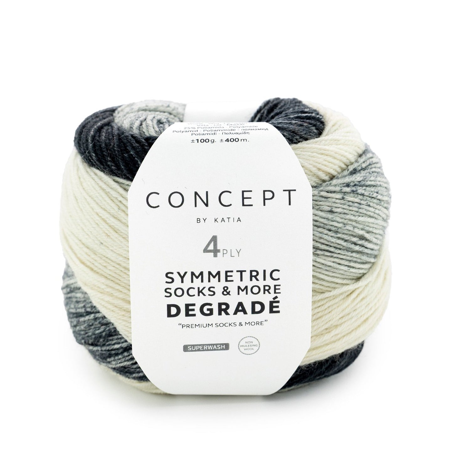 Katia Concept 4 Ply Symmetric Socks and More Degrade Grey (50)