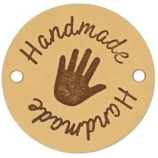 Durable Leren Label Handmade rond 3.5 cm