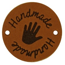 Durable Leren Label Handmade rond 3.5 cm