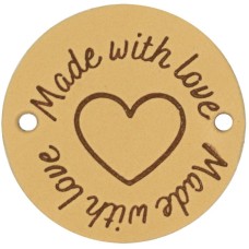 Durable Leren Label Made with Love rond 3.5 cm