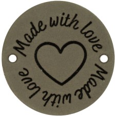 Durable Leren Label Made with Love rond 3.5 cm