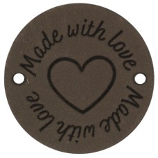 Durable Leren Label Made with Love rond 3.5 cm